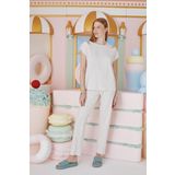 Sevim Kadın Kısa Kol Bej Melanj Pijama Takım C1T7N651 Bej Melanj L