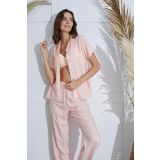 Sevim Kadın Kısa Kol Önden Düğmeli Somon Pijama Takım C8T1N951 Somon S