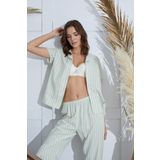 Sevim Kadın Kısa Kol Önden Düğmeli Su Yeşili Pijama Takım C6T2N951 Su Yeşili Xl