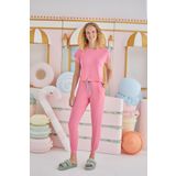 Sevim Kadın Kısa Kol Pembe Pijama Takım C7T1N851 Pembe S