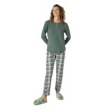Sevim Kadın Uzun Kol Kalın Yeşil Pijama Takımı C1T5N1O79 YEŞİL S