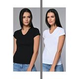 Sevim Kadın V Yaka Basic T-Shirt 2'li Paket - Asorti