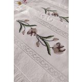 Sevim Kanaviçe Nakışlı Güllü Kadife El Yüz Havlusu Seti-2'li - 50x90 Cm- Krem