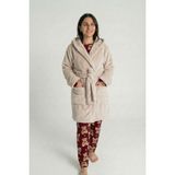 Sevim Kapüşonlu Wellsoft Sabahlık & Peluş Bornoz - Yumuşak, Polar Unisex Sabahlık-Bej - XL - 2XL
