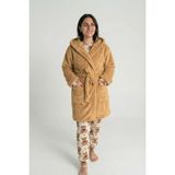 Sevim Kapüşonlu Wellsoft Sabahlık & Peluş Bornoz - Yumuşak, Polar Unisex Sabahlık-Karamel - S - M