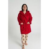 Sevim Kapüşonlu Wellsoft Sabahlık & Peluş Bornoz - Yumuşak, Polar Unisex Sabahlık-Kırmızı - S - M