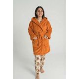 Sevim Kapüşonlu Wellsoft Sabahlık & Peluş Bornoz - Yumuşak, Polar Unisex Sabahlık-Turuncu - XL - 2XL