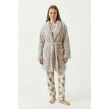 Sevim Şal Yaka Wellsoft Sabahlık & Peluş Bornoz-Yumuşak, Polar Unisex Sabahlık-Bej - S - M