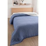 Sevim Tek Kişilik 4 Kat Müslin Yatak Örtüsü - %100 Pamuk, Çift Taraflı Müslin Pike - 170X240 cm - Indigo - İndigo