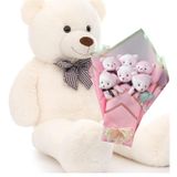Sevimli 90 cm Peluş Ayı ile Pembe Konsept Romantik Peluş Ayıcık Buketi - Beyaz