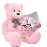 Sevimli 90 cm Peluş Ayı ile Pembe Konsept Romantik Peluş Ayıcık Buketi Pembe