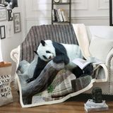 Sevimli Ağaç Dalları ile Panda Sherpa Battaniye - Çocuklar, Erkek ve Kız Çocukları için Polar Örtü - Çizgi Film Dev Panda Peluş Battaniye, Çekyat için Beyaz Siyah Ayı, King 200 x 220 cm