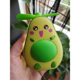 Sevimli Avokado Tasarımlı LED Işıklı USB Kablolu Mini Fan I Masa Üstü ve Boyun Ipli Vantilatör - Yeşil