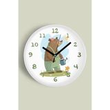 Sevimli Ayı Çocuk Odası Duvar Saati - 25cm - Önü Camlı Beyaz Kasa - Sessiz Mekanizma, JH1123S25BKP