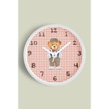 Sevimli Ayı Tasarım Çocuk Odası Duvar Saati - 25cm - Önü Camlı Beyaz Kasa - Sessiz Mekanizma, JH0876S25BKP