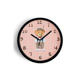Sevimli Ayı Tasarım Çocuk Odası Duvar Saati - 30cm - Önü Camlı Siyah Kasa - Sessiz Mekanizma, JH0876S30SKP