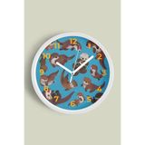 Sevimli Ayı Temalı Çocuk Odası Modern Duvar Saati - 30cm - Önü Camlı Beyaz Kasa - Sessiz Mekanizma, JH0142S30BKP