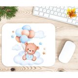 Sevimli Ayıcık Baskılı Özel Tasarım Dikdörtgen Kaydırmaz Mousepad - Adrenalin Mavi