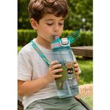 Sevimli Ayıcık Figürlü Taşınabilir Askılı Suluk 800 ml Sızdırmaz Kilitli Kapak Pipetli Çocuk Matarası - Model 1