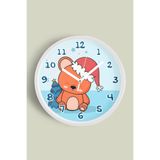 Sevimli Ayıcık Temalı Çocuk Duvar Odası Saati - 25cm - Önü Camlı Beyaz Kasa - Sessiz Mekanizma, JH1360S25BKP