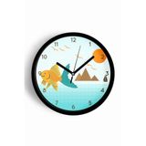 Sevimli Balık Tasarımı Çocuk Odası Duvar Saati - 25cm - Önü Camlı Siyah Kasa - Sessiz Mekanizma, JH0759S25SKP
