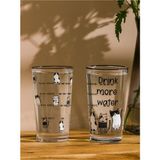 Sevimli Baskılı Büyük Hacimli Cam Bardak Çiftli 570 ml Set - Seçenek 1