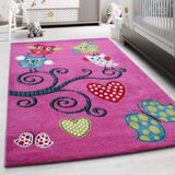 Sevimli Baykuş Desen Halı Pembe Halı Yumuşak Dikdörtgen Jüt Halı Çocuk Odası Oyun Halısı 80x150 cm