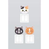 Sevimli Benekli Kediler Çocuk Odası Dekoratif Priz Stickerı Üçlü Set