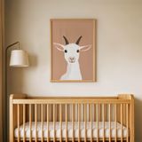 Sevimli Beyaz Keçi Çocuk Odası Duvar Posteri Çerçeveli Tablo Duvar Dekorasyonu - 30 x 40 - Ahşap Çerçeveli