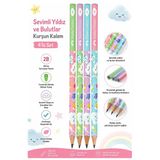 Sevimli Bulutlar Kurşun Kalem 4 Adet Faber Castell Yuvarlak Gövdeli Siyah Kurşun Kalem Yumuşak Yazım Kolay Tutuş Kalite