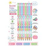 Sevimli Bulutlar Kurşun Kalem 8 Adet Faber Castell Yuvarlak Gövdeli Siyah Kurşun Kalem Yumuşak Yazım Kolay Tutuş Kalite