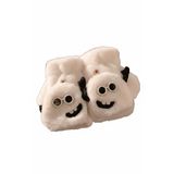 Sevimli Canavar Figürlü Peluş Kış Eldiveni – Yumuşak Dokulu, Unisex, Krem