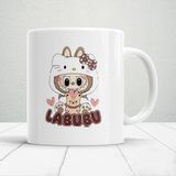 Sevimli Canavar Labubu Baskılı Hediyelik Kupa Mod1 - Beyaz - 300 ml