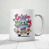 Sevimli Canavar Labubu Baskılı Hediyelik Kupa Mod2 - Beyaz - 300 ml