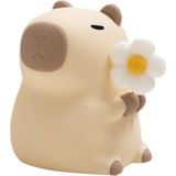 Sevimli Capybara Çiçekli Çocuk Odası Gece Lambası - Karamel - Standart