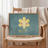 Sevimli Çiçek Çocuk Odası Duvar Posteri Çerçeveli Tablo Duvar Dekorasyonu - 21 x 30 - Ahşap Çerçeveli