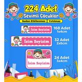 Sevimli Çocuklar Okul Kreş Kişiye Özel Isim Etiket Seti - Model 472