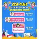 Sevimli Çocuklar Okul Kreş Kişiye Özel Isim Etiket Seti - Model 474
