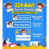 Sevimli Çocuklar Okul Kreş Kişiye Özel Isim Etiket Seti - Model 479