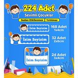 Sevimli Çocuklar Temalı Okul Kreş Kişiye Özel Isim Etiket Seti - Model 617