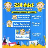 Sevimli Çocuklar Temalı Okul Kreş Kişiye Özel Isim Etiket Seti - Model 621