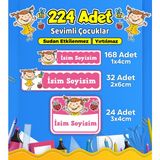 Sevimli Çocuklar Temalı Okul Kreş Kişiye Özel Isim Etiket Seti - Model 624