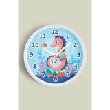Sevimli Denizatı Çocuk Odası Duvar Saati - 30cm - Önü Camlı Beyaz Kasa - Sessiz Mekanizma, JH1281S30BKP
