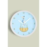 Sevimli Denizatı Modern Çocuk Odası Duvar Saati - 25cm - Önü Camlı Beyaz Kasa - Sessiz Mekanizma, JH0573S25BKP