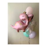 Sevimli Dinozor Konsept Pembe Dinozor Balon Set Pink Dinosaur Balloon Doğum Günü Balon Buketi