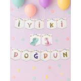 Sevimli Dinozor Temalı İyi Ki Doğdun Yazı Banner Doğum Günü Parti Süsü