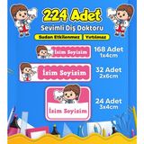 Sevimli Diş Doktoru Temalı Okul Kreş Kişiye Özel Isim Etiket Seti - Model 510