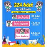 Sevimli Doktor Temalı Okul Kreş Kişiye Özel Isim Etiket Seti - Model 512
