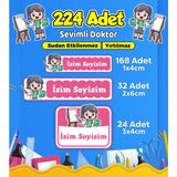 Sevimli Doktor Temalı Okul Kreş Kişiye Özel Isim Etiket Seti - Model 516
