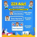 Sevimli Doktor Temalı Okul Kreş Kişiye Özel Isim Etiket Seti - Model 517